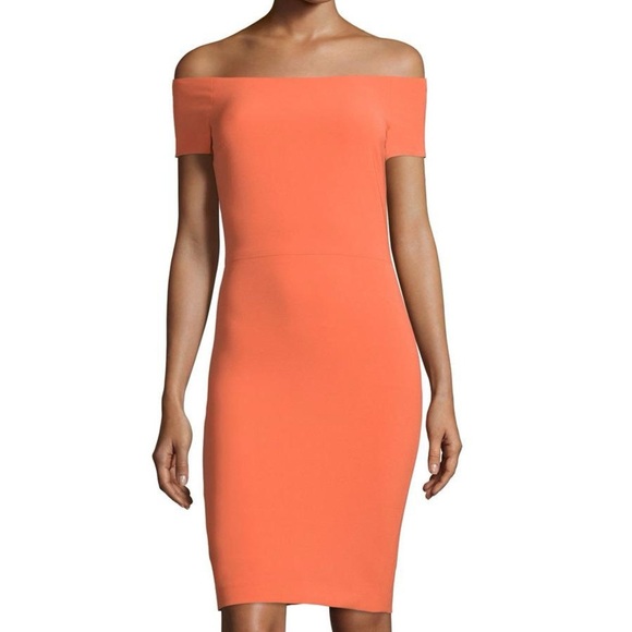 Alice + Olivia Dresses & Skirts - Alice + Olivia Aleah Off-Shoulder Midi Bodycon Dress in Orange